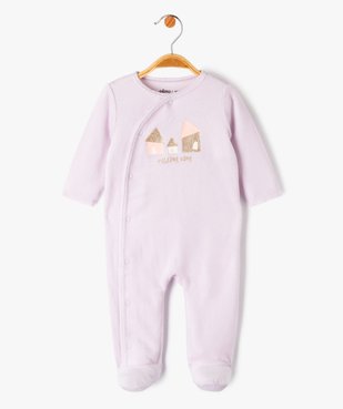 Pyjama dors-bien en velours avec motif pailleté bébé fille vue1 - GEMO(BB COUCHE) - GEMO