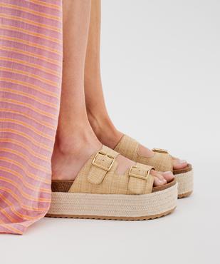 Mules plateforme 2 brides en textile effet raphia femme - 5 Miles vue7 - 5 MILES - GEMO
