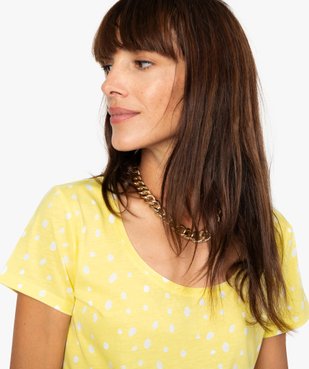 Tee-shirt femme imprimé à manches courtes 100% coton biologique vue2 - GEMO(FEMME PAP) - GEMO