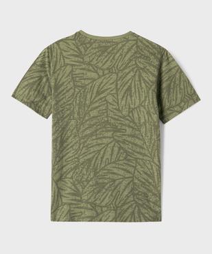 Tee-shirt manches courtes en jersey de coton imprimé feuillage garçon vue3 - GEMO 4G GARCON - GEMO