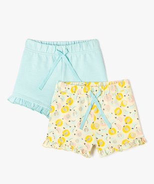 Short en coton avec volants bébé fille (lot de 2) vue1 - GEMO 4G BEBE - GEMO