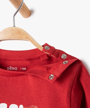 Tee-shirt bébé à manches longues avec motifs de Noël  vue2 - GEMO(BEBE DEBT) - GEMO