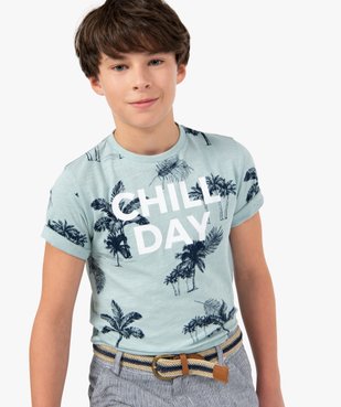 Tee-shirt garçon à manches courtes imprimé palmiers vue1 - GEMO (JUNIOR) - GEMO