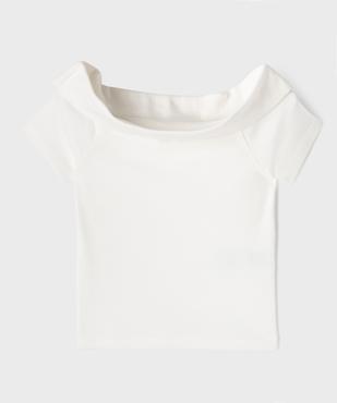 Tee-shirt manches courtes avec col Bardot fille vue2 - GEMO 4G FILLE - GEMO