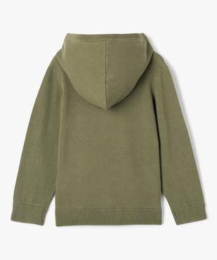 Pull en coton à capuche avec broderie poitrine garçon vue3 - GEMO (ENFANT) - GEMO