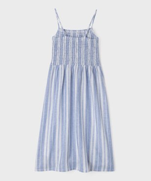 Robe à bretelles en viscose et lin buste smocké fille vue4 - GEMO 4G FILLE - GEMO