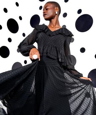 Chemise en voile à motifs plumetis coupe courte femme vue1 - GEMO(FEMME PAP) - GEMO