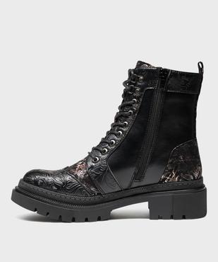 Boots avec empiècements texturés sur semelle crantée femme - Emilia Rosa vue3 - EMILIA ROSA - GEMO