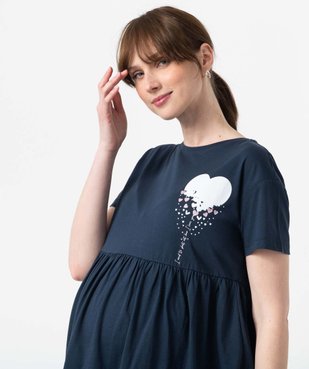Tee-shirt de grossesse à motif avec large volant dans le bas vue2 - GEMO (MATER) - GEMO