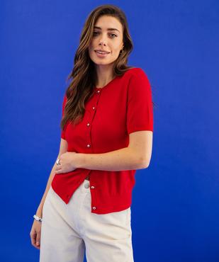 Gilet à manches courtes en maille fine et souple femme vue1 - GEMO 4G FEMME - GEMO