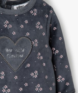 Pyjama bébé fille en velours à motifs fleuris vue2 - GEMO(BB COUCHE) - GEMO