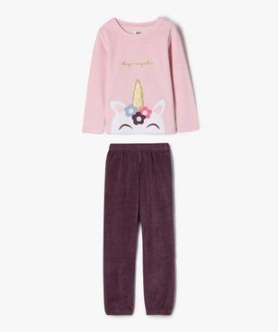 Pyjama en velours avec motif licorne fille vue1 - GEMO (ENFANT) - GEMO