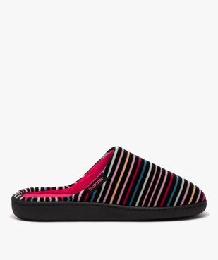 Chaussons femme mules en velours à rayures colorées - Isotoner vue1 - ISOTONER - GEMO