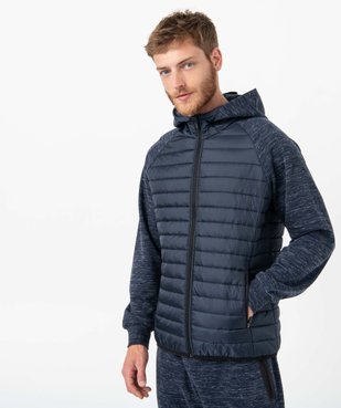 Sweat homme à capuche bi-matières vue1 - GEMO (HOMME) - GEMO