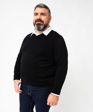 Pull fin à col V en coton homme vue5 - GEMO 4G HOMME - GEMO