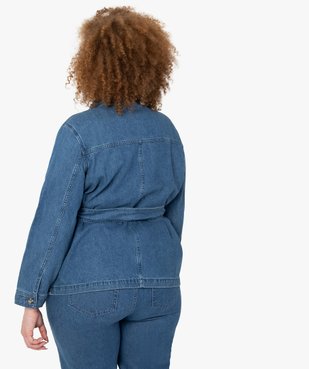 Veste femme grande taille en jean coupe saharienne vue3 - GEMO 4G FEMME - GEMO
