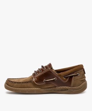 Chaussures bateau homme à lacets dessus cuir vue3 - GEMO (CONFORT) - GEMO