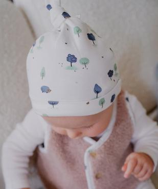 Bonnet de naissance en jersey avec noeud bébé garçon (lot de 2)  vue1 - GEMO 4G BEBE - GEMO