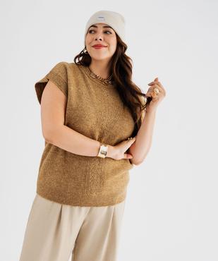 Pull sans manches avec maille ajourée sur l’avant femme grande taille vue2 - GEMO (G TAILLE) - GEMO