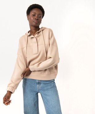 Sweat à capuche oversize avec col zippé femme vue1 - GEMO(FEMME PAP) - GEMO