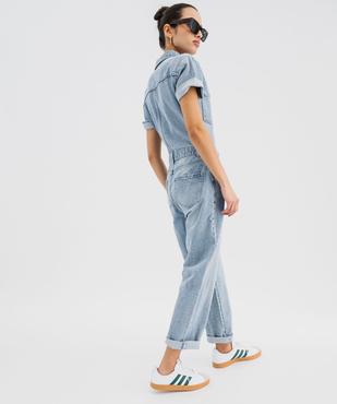 Combinaison pantalon en jean à manches courtes femme vue3 - GEMO(FEMME PAP) - GEMO