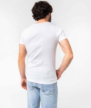 Tee-shirt homme à manches courtes et col V en coton biologique (lot de 2) vue3 - GEMO 4G HOMME - GEMO