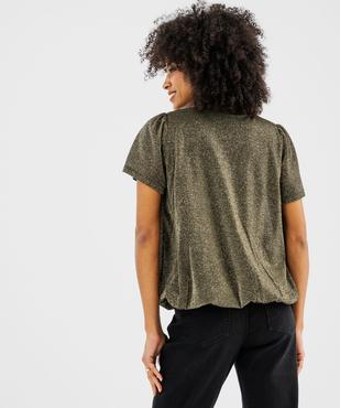 Tee-shirt manches courtes blousant en maille fluide pailletée femme vue3 - GEMO(FEMME PAP) - GEMO