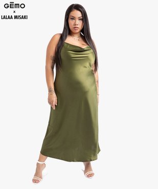 Robe femme grande taille à fines bretelles et col bénitier - Gémo x Lalaa Misaki vue1 - GEMO (G TAILLE) - GEMO