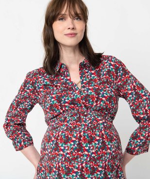 Blouse de grossesse fluide imprimée à manches 3/4 vue2 - GEMO (MATER) - GEMO