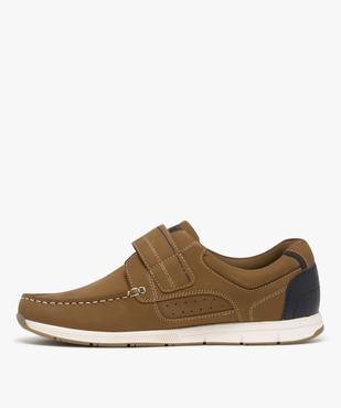Mocassins en cuir à semelle sport et bride scratch homme vue4 - G'FLEX GEMO FOR GOOD - GEMO