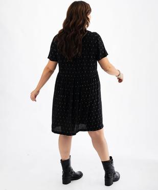 Robe midi en viscose froissée à col V et manches courtes femme grande taille vue3 - GEMO (G TAILLE) - GEMO