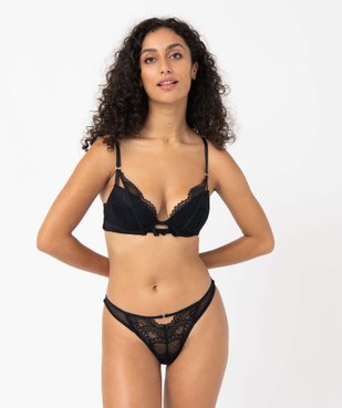 String femme en dentelle et microfibre vue3 - GEMO(HOMWR FEM) - GEMO