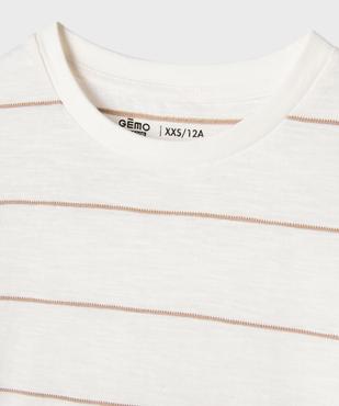 Tee-shirt manches courtes en jersey de coton flammé rayé garçon vue2 - GEMO 4G GARCON - GEMO