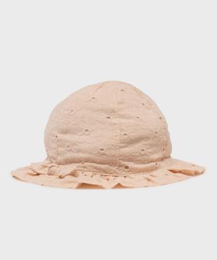 Chapeau brodé avec noeud bébé fille vue1 - GEMO 4G BEBE - GEMO