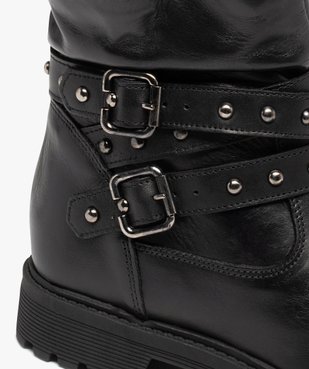 Boots femme style rock dessus cuir et clous - Tanéo vue6 - TANEO - GEMO