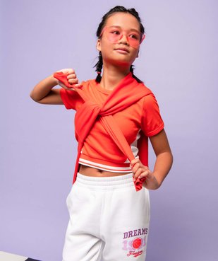 Tee-shirt fille bicolore court à manches courtes vue1 - GEMO (JUNIOR) - GEMO