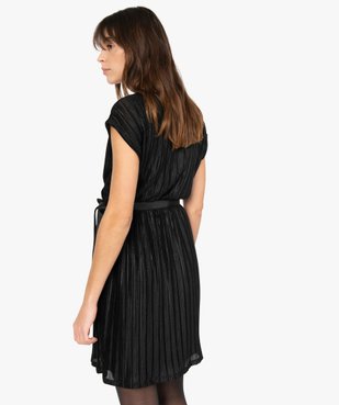 Robe femme en maille gaufrée avec col cache-cœur vue3 - GEMO(FEMME PAP) - GEMO