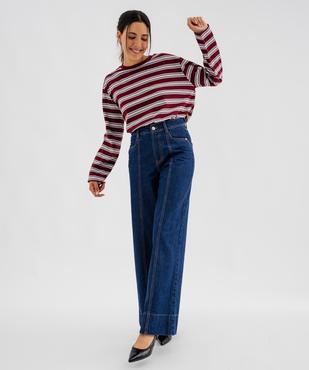 Jean palazzo taille haute femme vue4 - GEMO 4G FEMME - GEMO