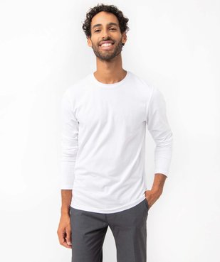 Tee-shirt homme à manches longues et col rond coupe slim vue1 - GEMO 4G HOMME - GEMO