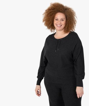 Pull femme grande taille avec col rond ajustable par cordon vue1 - GEMO (G TAILLE) - GEMO