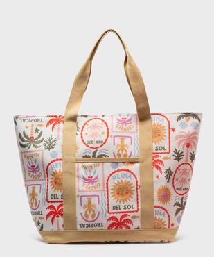 Sac de plage en toile à motifs exotiques femme vue1 - GEMO (ACCESS) - GEMO
