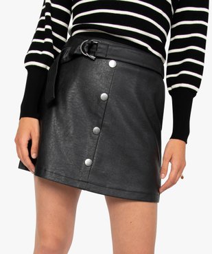 Jupe femme en synthétique imitation cuir avec ceinture vue2 - GEMO(FEMME PAP) - GEMO