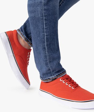 Tennis homme en toile avec semelle contrastante Tige unie vue1 - GEMO (HOMME) - GEMO