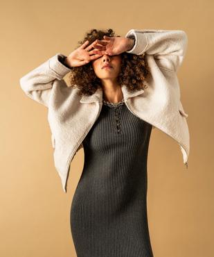 Blouson en maille bouclette chinée femme vue1 - GEMO 4G FEMME - GEMO