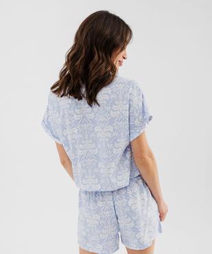 Haut de pyjama forme chemise à manches courtes femme vue3 - GEMO 4G FEMME - GEMO