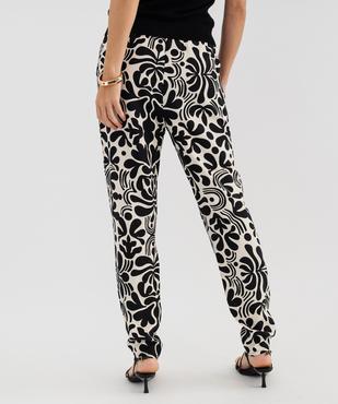 Pantalon à taille élastiquée en viscose fluide imprimée femme vue3 - GEMO 4G FEMME - GEMO