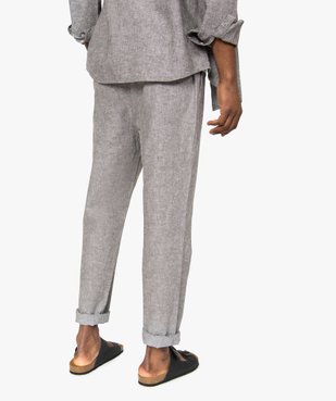 Pantalon homme 55% lin coupe droite vue3 - GEMO (HOMME) - GEMO