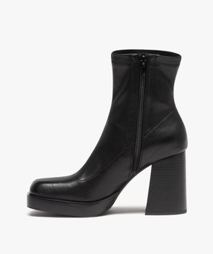 Boots femme unies à talon haut carré avec col stretch vue3 - GEMO(URBAIN) - GEMO