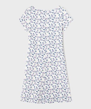 Robe manches courtes en maille fleurie à décolleté fantaisie fille vue3 - GEMO 4G FILLE - GEMO