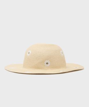 Chapeau de paille avec fleurs brodées fille vue1 - GEMO (ACCESS) - GEMO